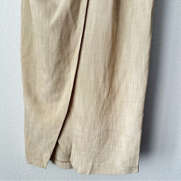 New Zara $119 Asymmetrical Slip Taupe Brown Midi Pencil Dress Small 3265/332 - Picture 11 of 13